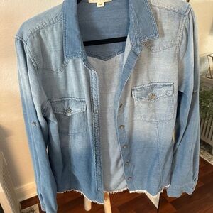 Light Blue Denim Button-Up Shirt